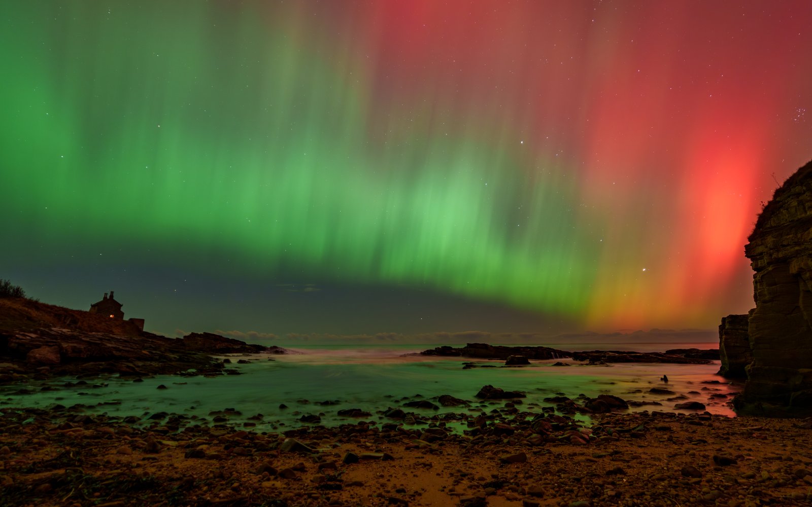 Aurora Over the Bathing House, Howick - a photography print from NorthernPixl