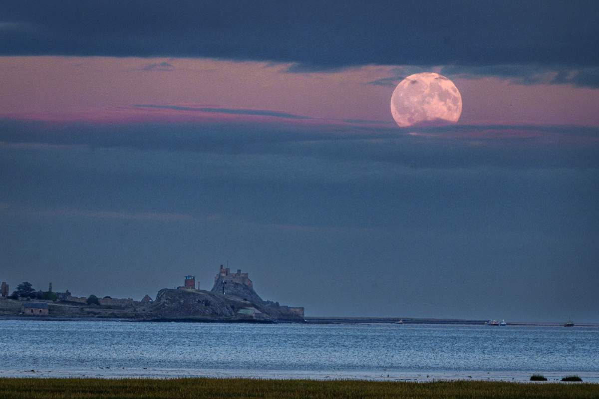 Moonrise Over Lindisfarne Castle - a photography print from NorthernPixl