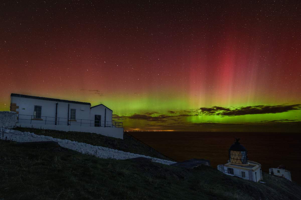 Aurora Pillars Over St Abbs - a photography print from NorthernPixl